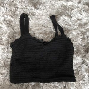 Black ruched crop top